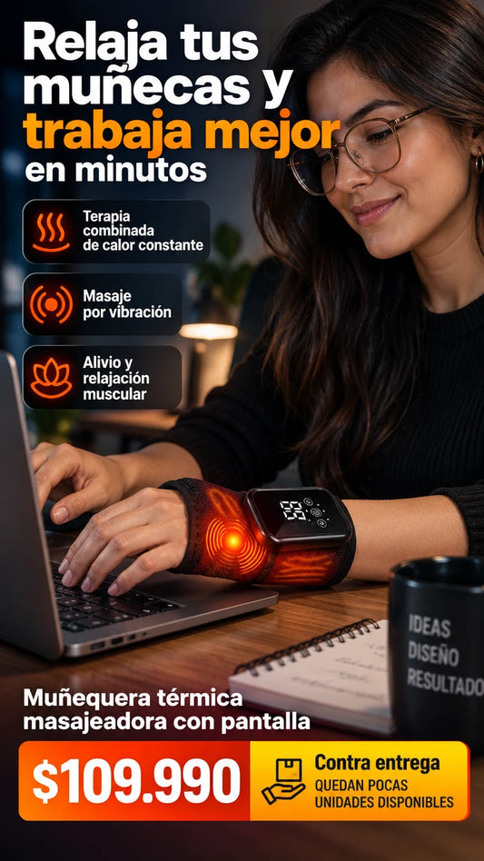 Muñequera térmica masajeadora con pantalla